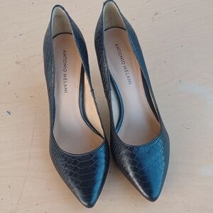 Antonio Melani Black Croc-Embossed Heels